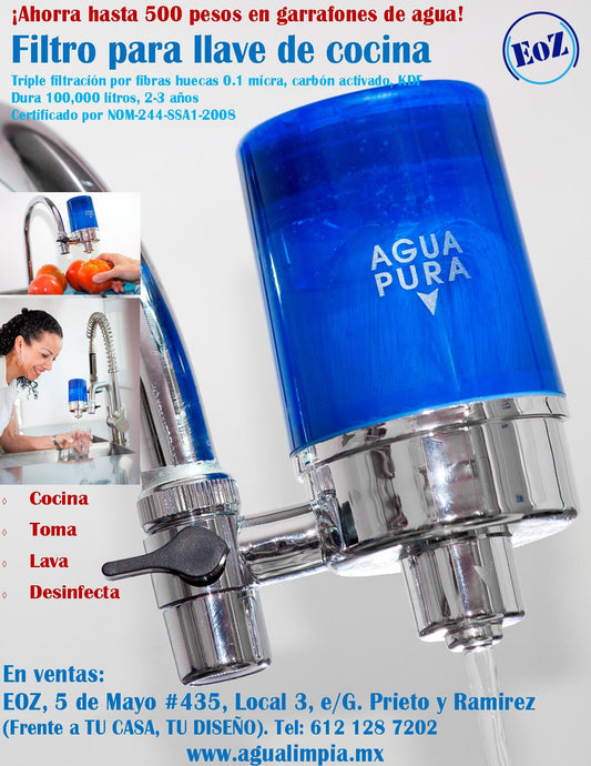 Ahorra hasta 500 pesos en garrafones con el filtro de agua para casa AquaEOZ