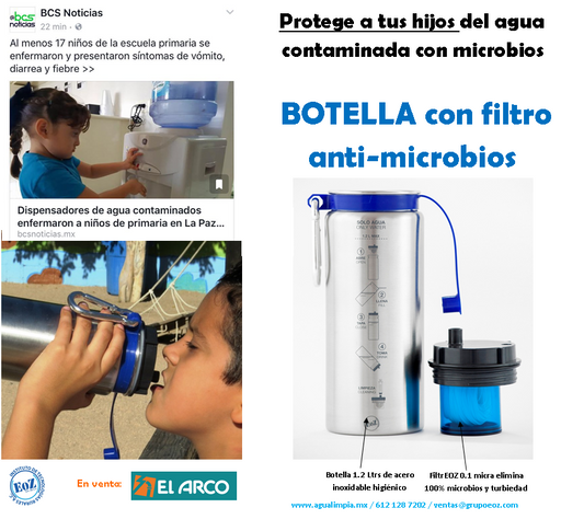 Agua contaminada de dispensadores en escuelas de La Paz Baja California Sur