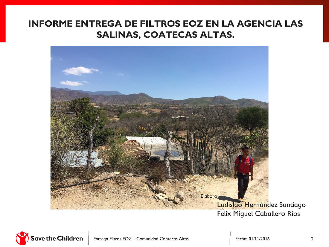 Entrega filtros de agua a familias rurales de Oaxaca por Save the Children México