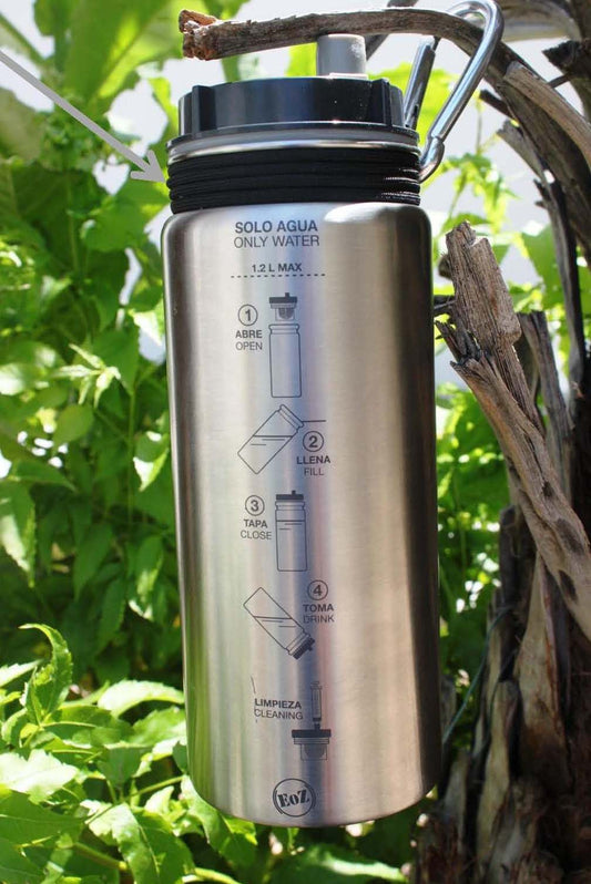 Water filter bottle for outdoor in stainless steel material