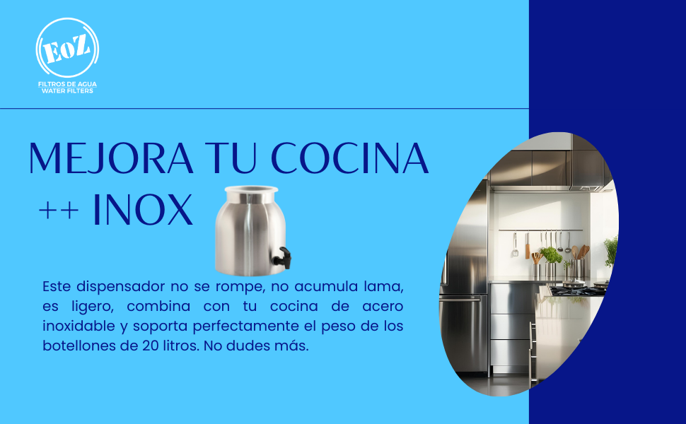 Dispensador porta garrafon de agua en acero inoxidable