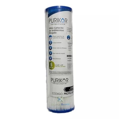 Cartucho sedimento plisado 5 micras PURIKOR