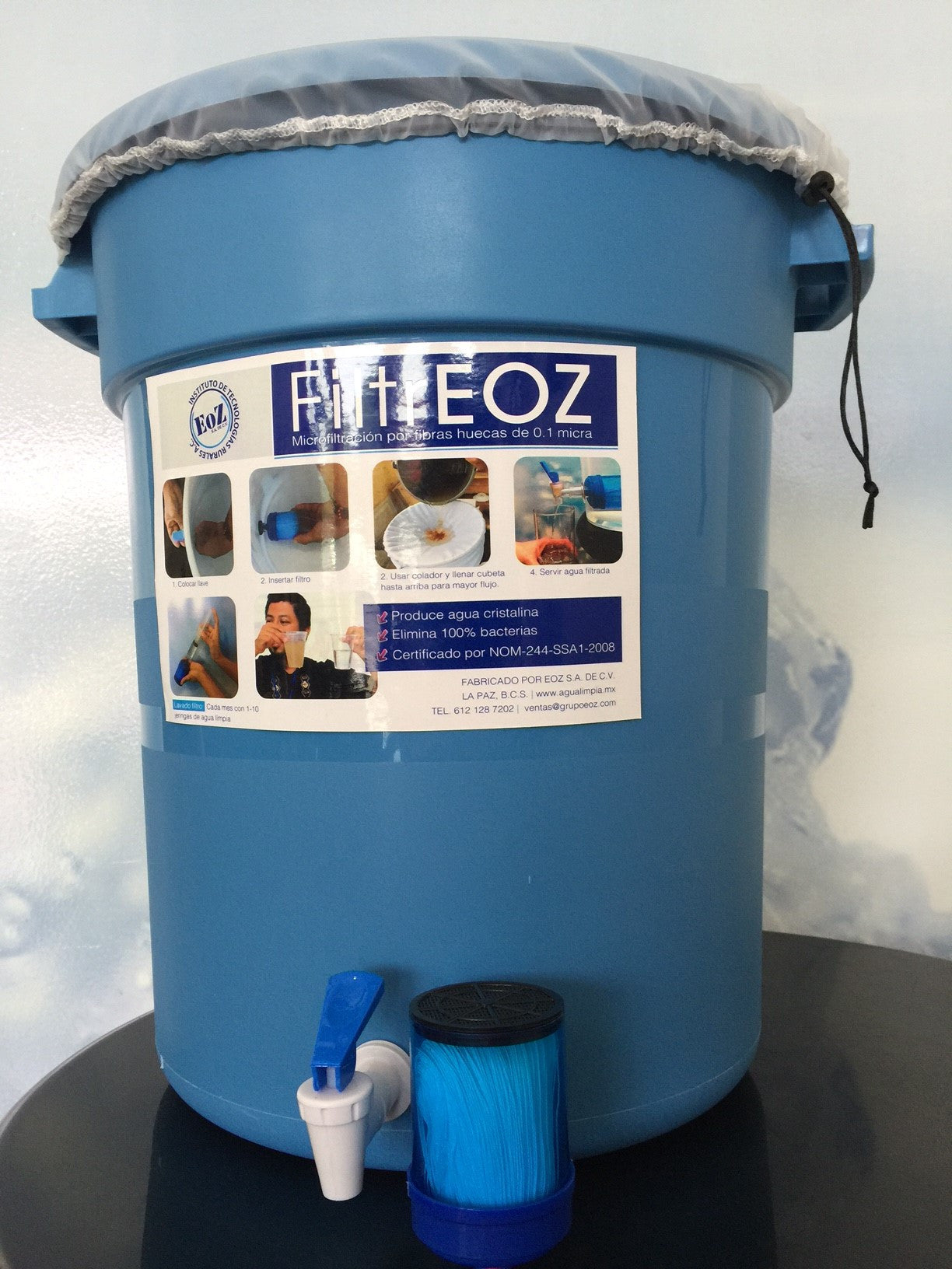 Filtro de agua rural con fibras huecas + contenedor 40 litros | FiltrEOZ 40L