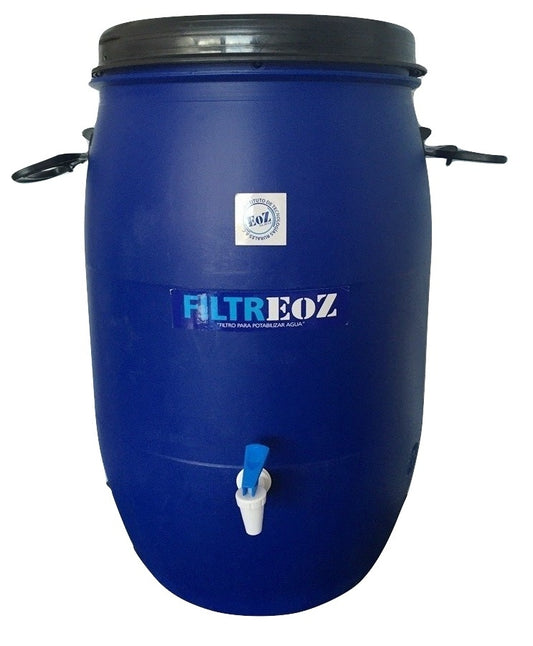 Filtro de agua de fibras huecas + tambo 60 litros | FiltrEOZ | certificado COFEPRIS nom-244-SSA1-2020