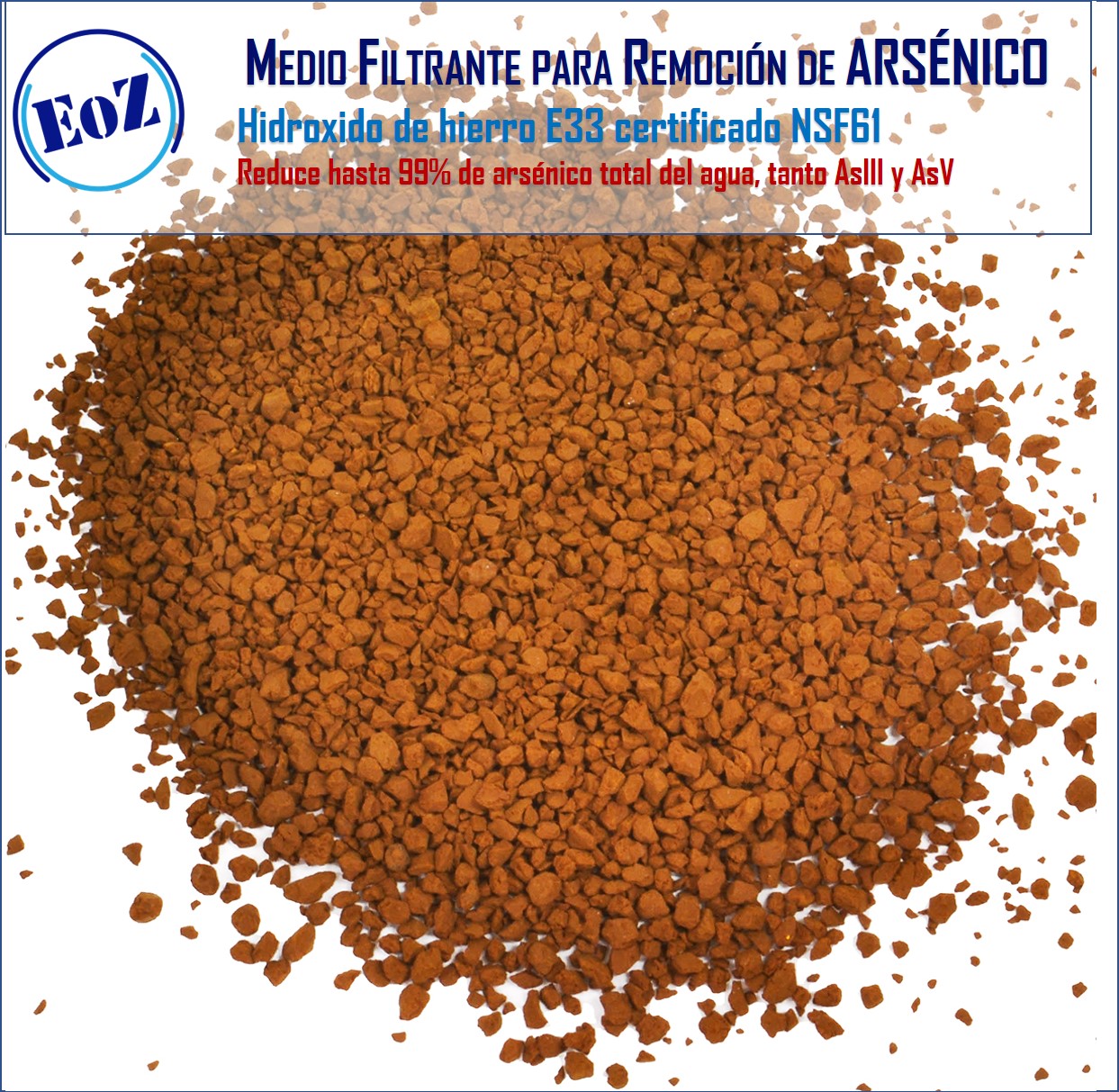 Medio de filtración para arsénico en agua - hidróxido de hierro NSF61 - 1L para cartucho 10"