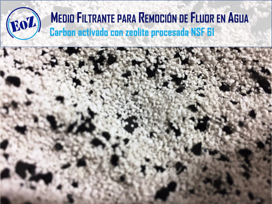 Medio de filtración para flúor en agua - zeolita procesada con bone char NSF61 - 1L para cartucho 10"