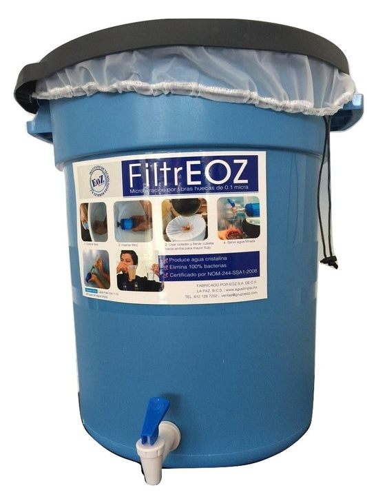 Filtro de agua rural con fibras huecas + contenedor 40 litros | FiltrEOZ 40L