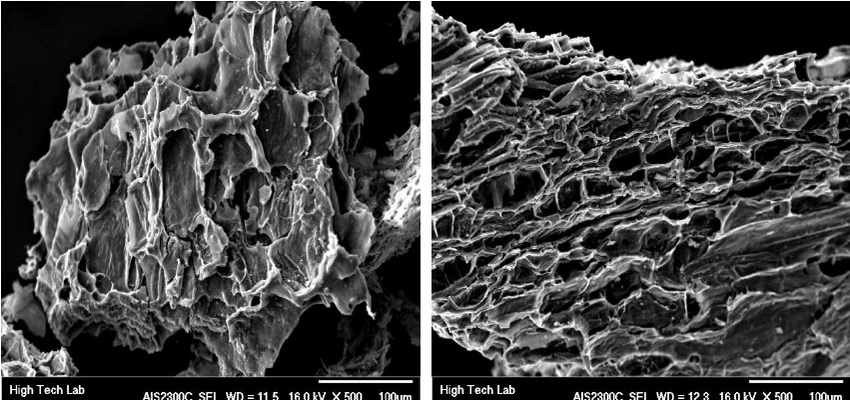 vista microscopio carbon activado de bloque con alta porosidad para atrapar contaminantes