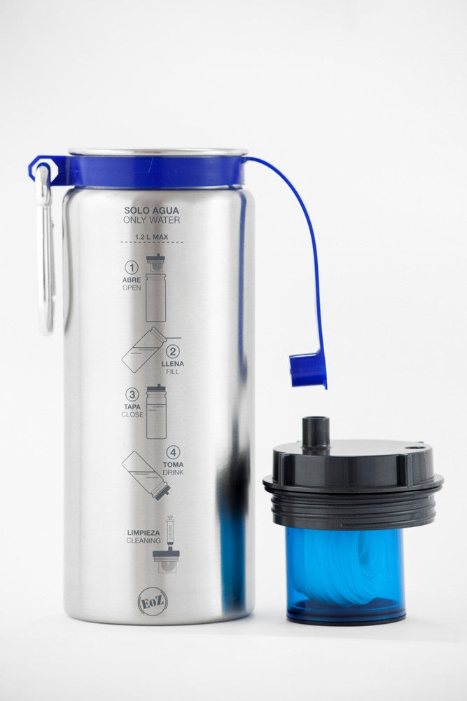 Gourde avec filtre pour purifier l´eau en randonnée montagne ou voyage