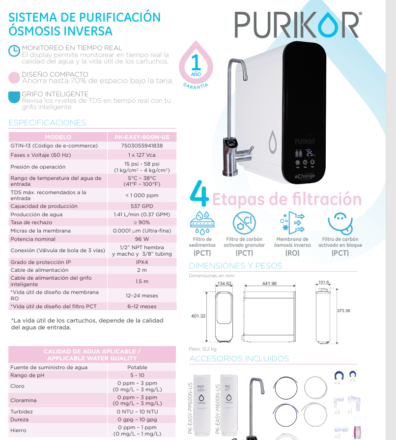 Osmosis Inversa Alto flujo 600 GPD
